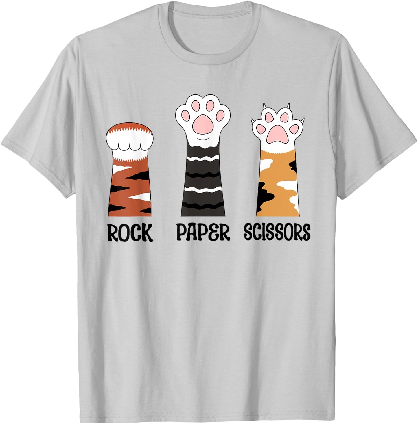 Funny Cat Paws Rock Paper Scissors Loves Playing Boys Kids T-Shirt - T-Shirt | Ash