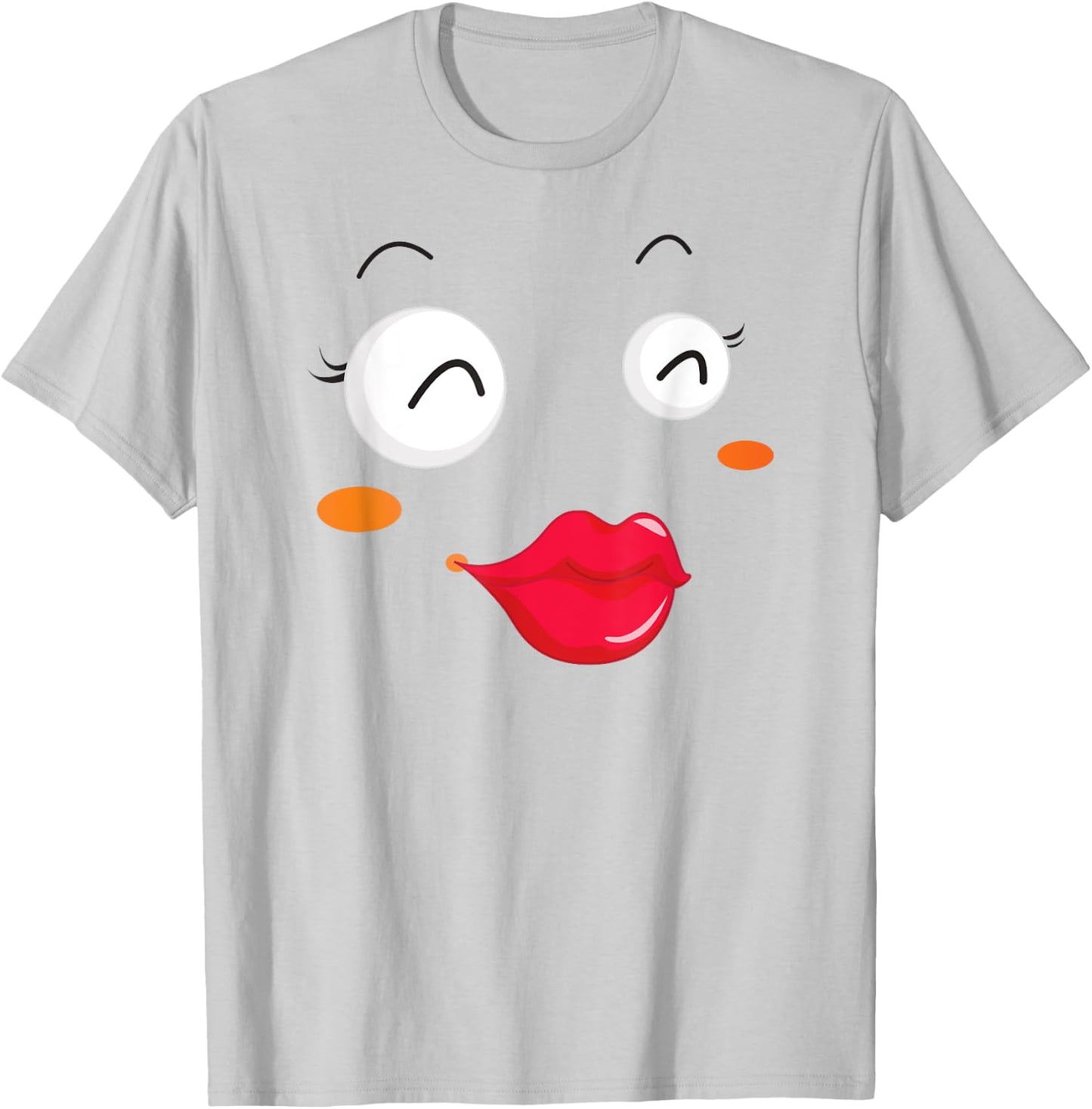 Group Costume Team Outfit Woman Dress Kiss Lips Emoticon T-Shirt - T-Shirt | Ash