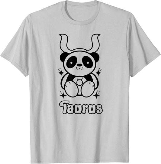 Taurus Zodiac Sign Kawaii Panda Bear Birthday Horoscope T-Shirt - T-Shirt | Ash