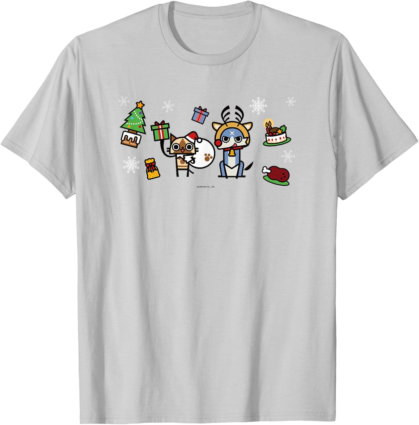 Monster Hunter Rise: Sunbreak Palamute＆Palico Christmas (B) T-Shirt - T-Shirt | Ash