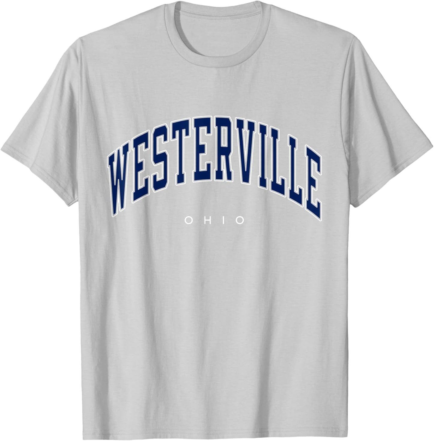 Westerville Ohio OH Varsity Style Navy Text T-Shirt - T-Shirt | Ash