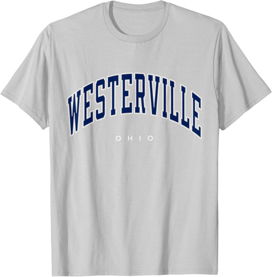 Westerville Ohio OH Varsity Style Navy Text T-Shirt - T-Shirt | Ash