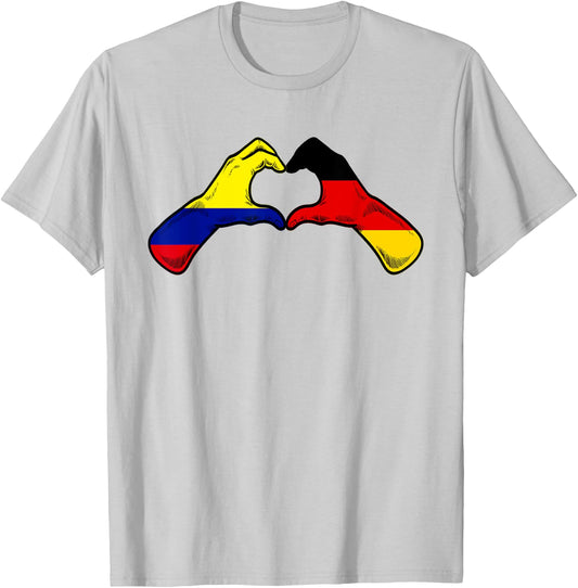 Colombia Germany Flag - Colombian German Heart T-Shirt - T-Shirt | Ash