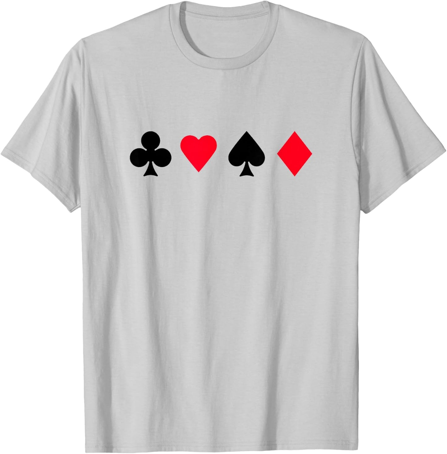 Clubs Spades Hearts Diamonds Playing Card Casino T-Shirt - T-Shirt | Ash