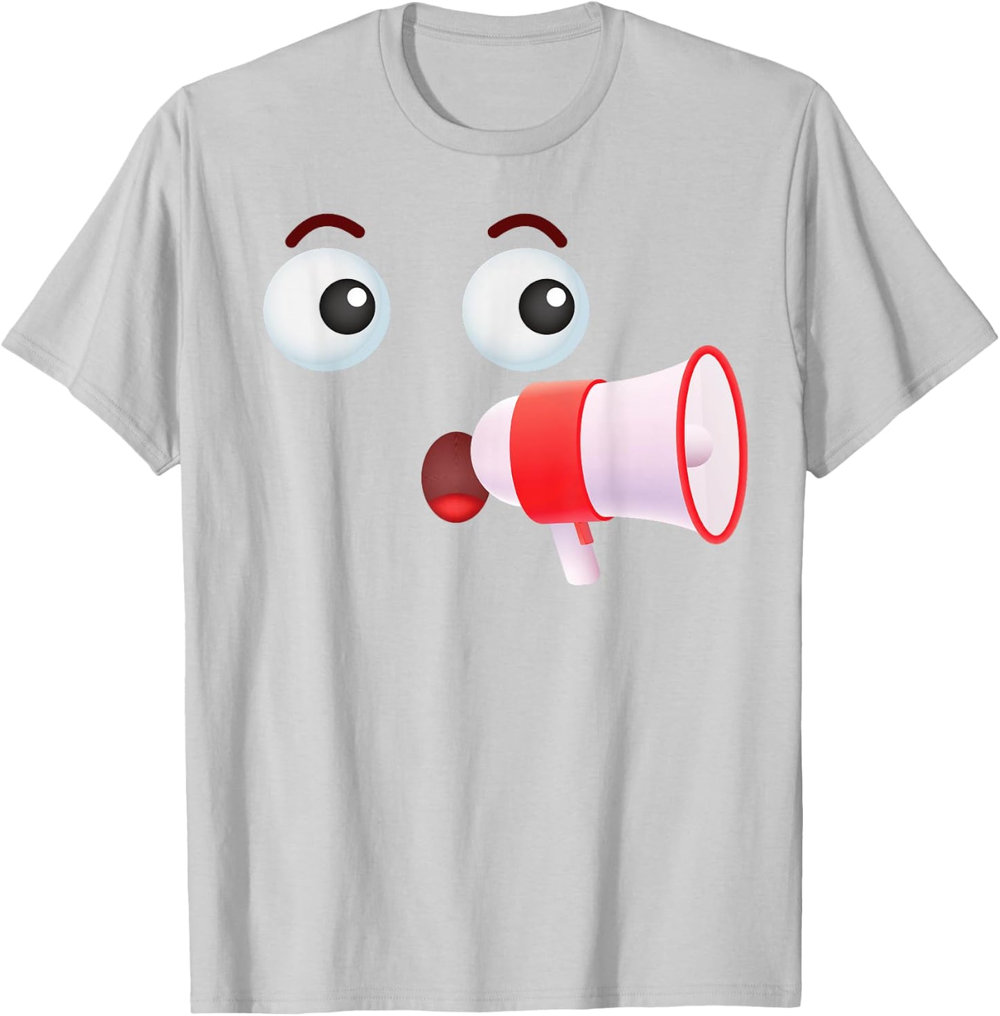 Group Costume Team Outfit Tour Guide Megaphone Emoticon T-Shirt - T-Shirt | Ash