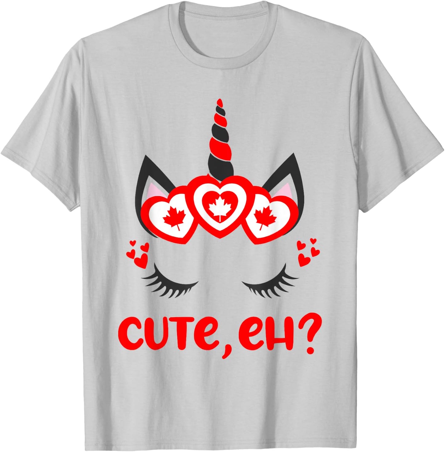 Funny Canadian Eh Girl Cute Unicorn Maple Leaf Canada Day T-Shirt - T-Shirt | Ash