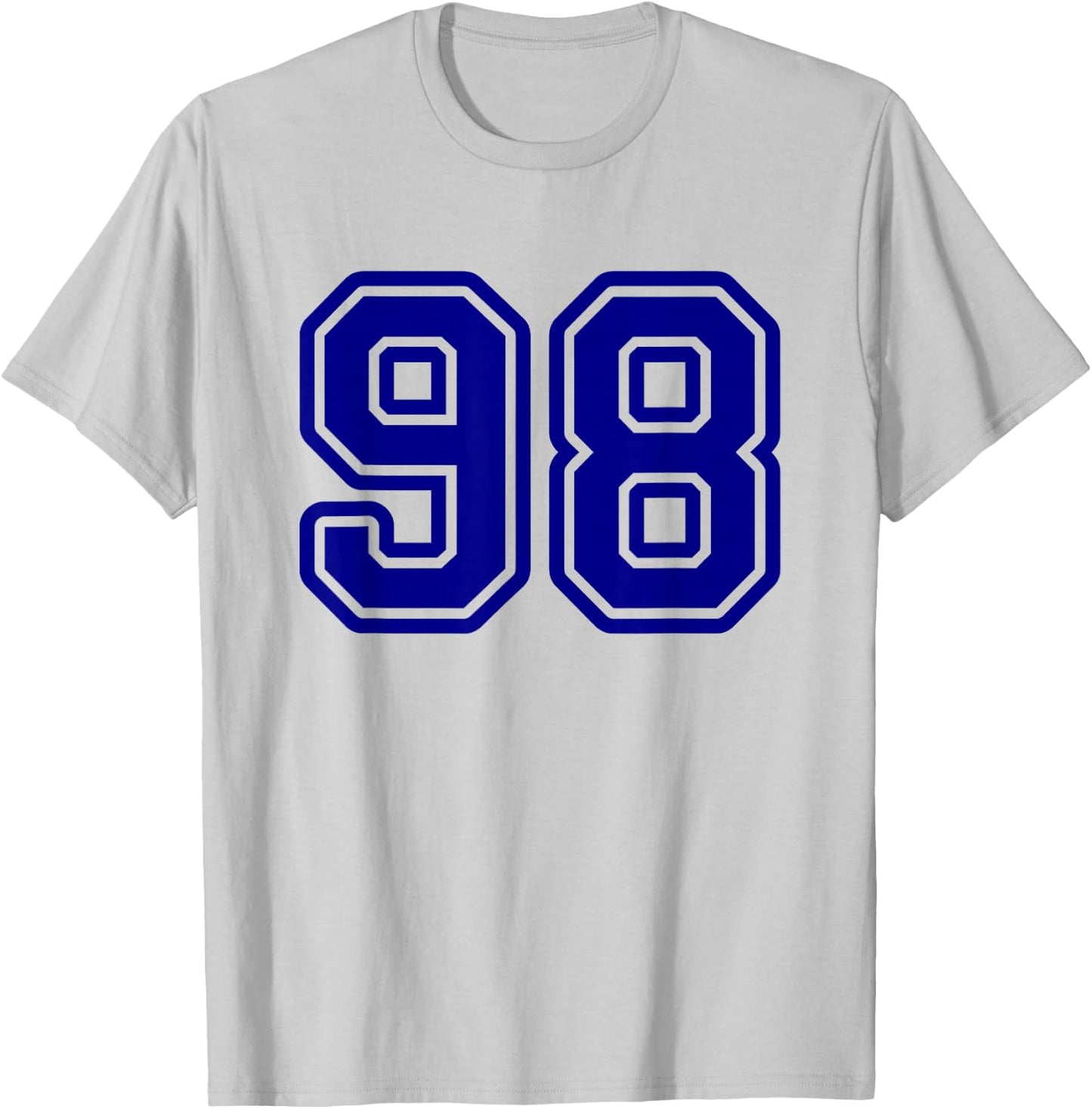 Blue Varsity Sports Team Number #98 T-Shirt - T-Shirt | Ash