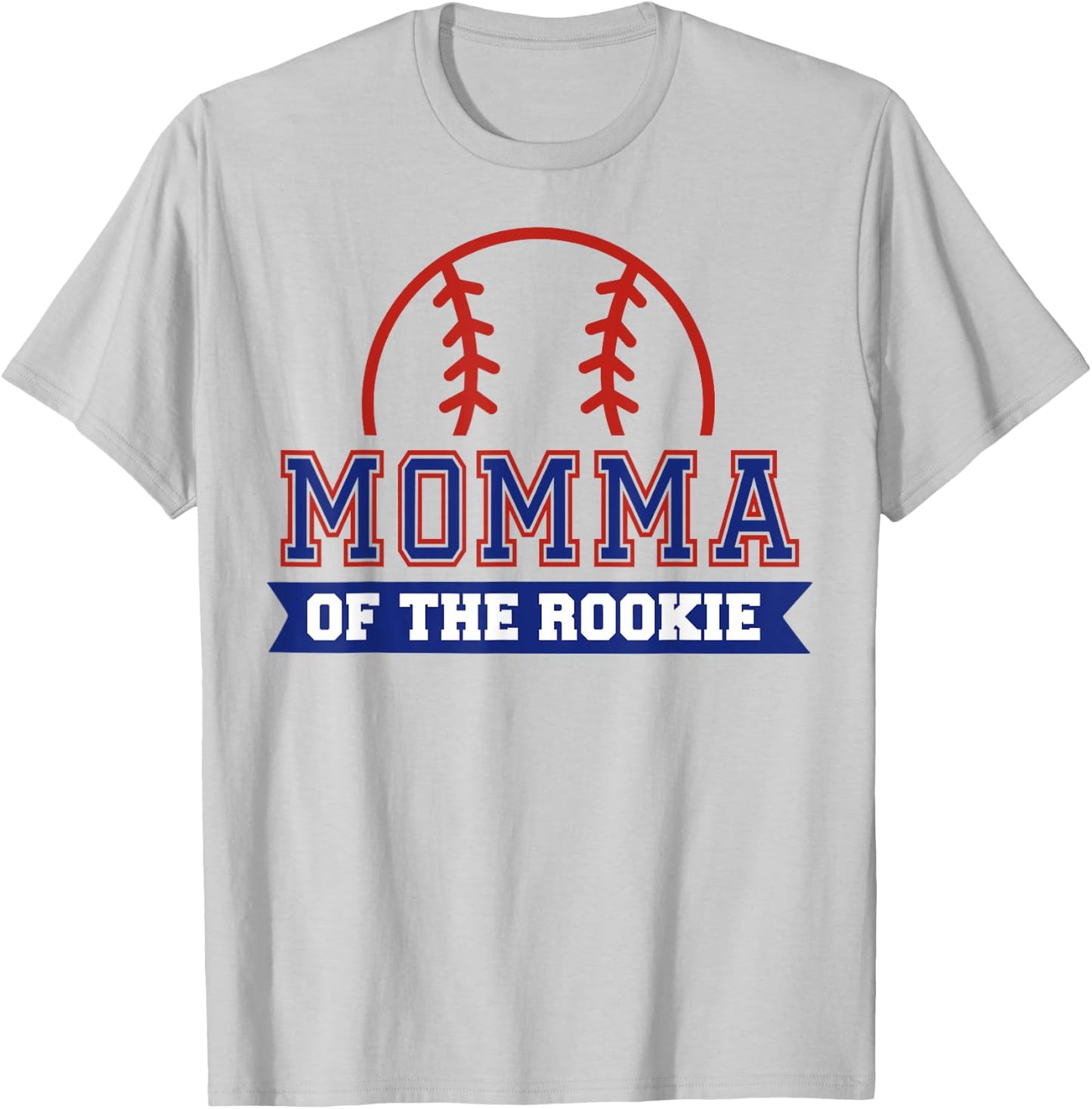 Momma of Rookie 1st Birthday Baseball Theme Matching Party T-Shirt - T-Shirt | Ash