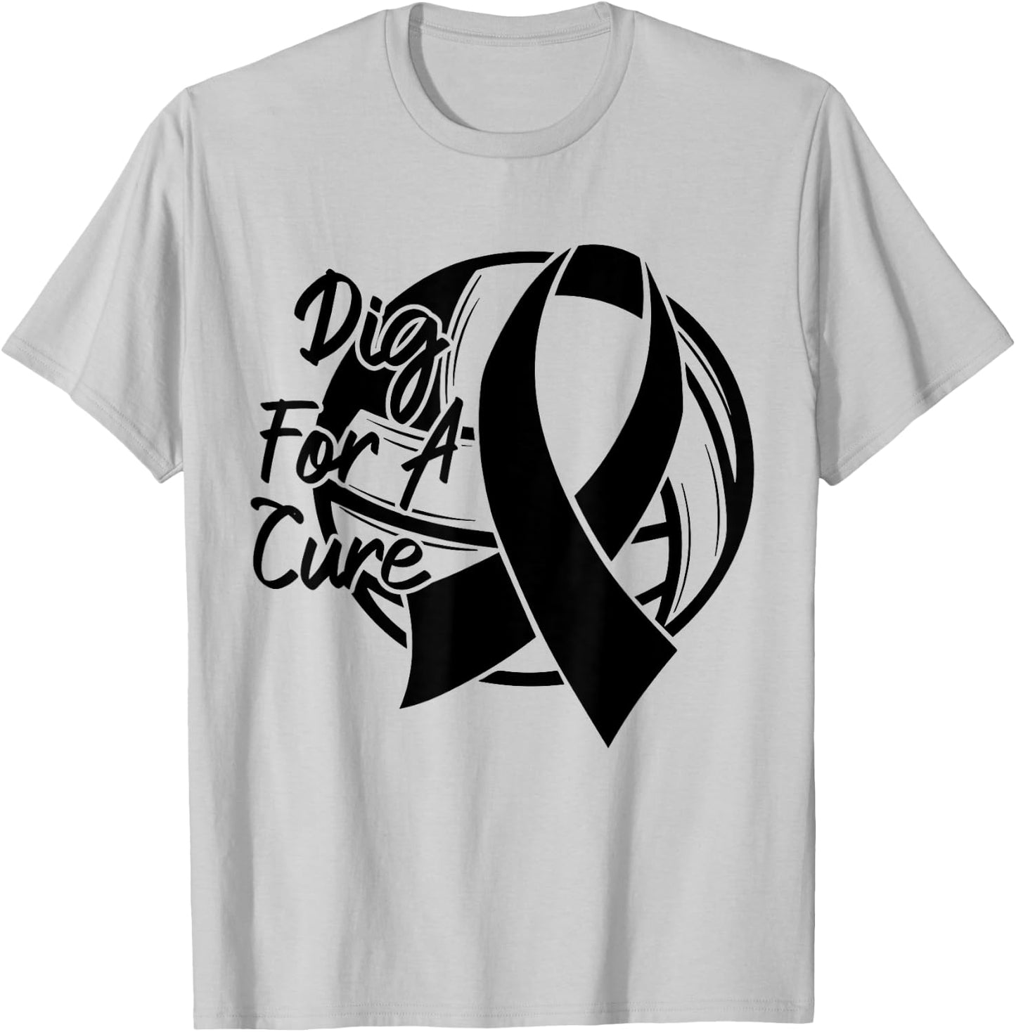 Dig For A Cure Breast Cancer Awareness Volleyball Pink T-Shirt - T-Shirt | Ash