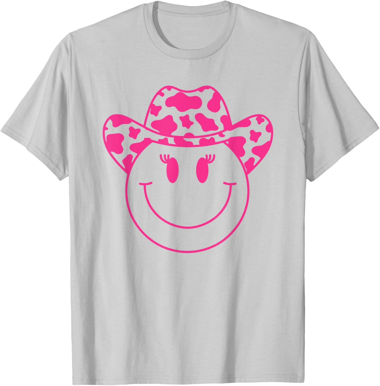 70s Cowgirl Pink Smile Face Cute Happy Face Cowgirl Women T-Shirt - T-Shirt | Ash