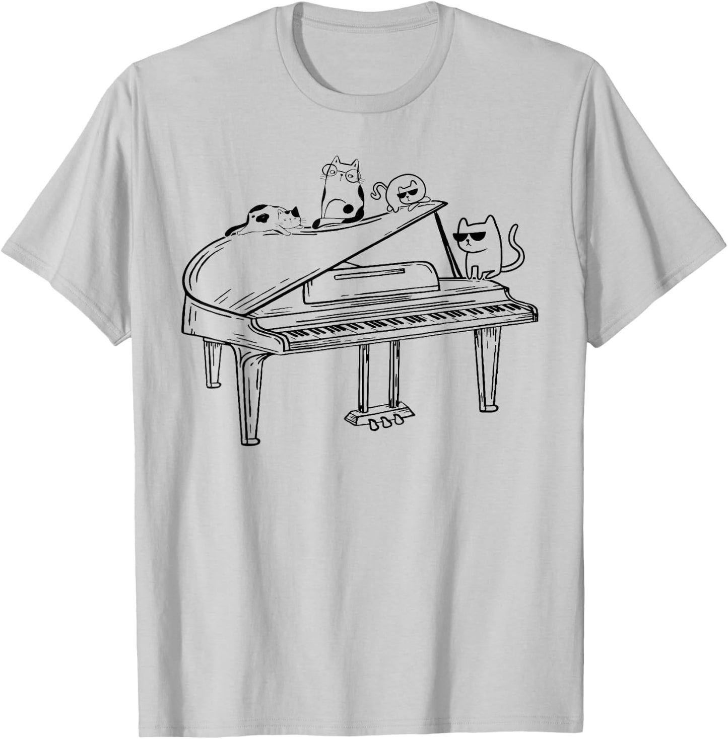 Piano Player - Cat Lover Piano With Cats Piano Lover T-Shirt - T-Shirt | Ash