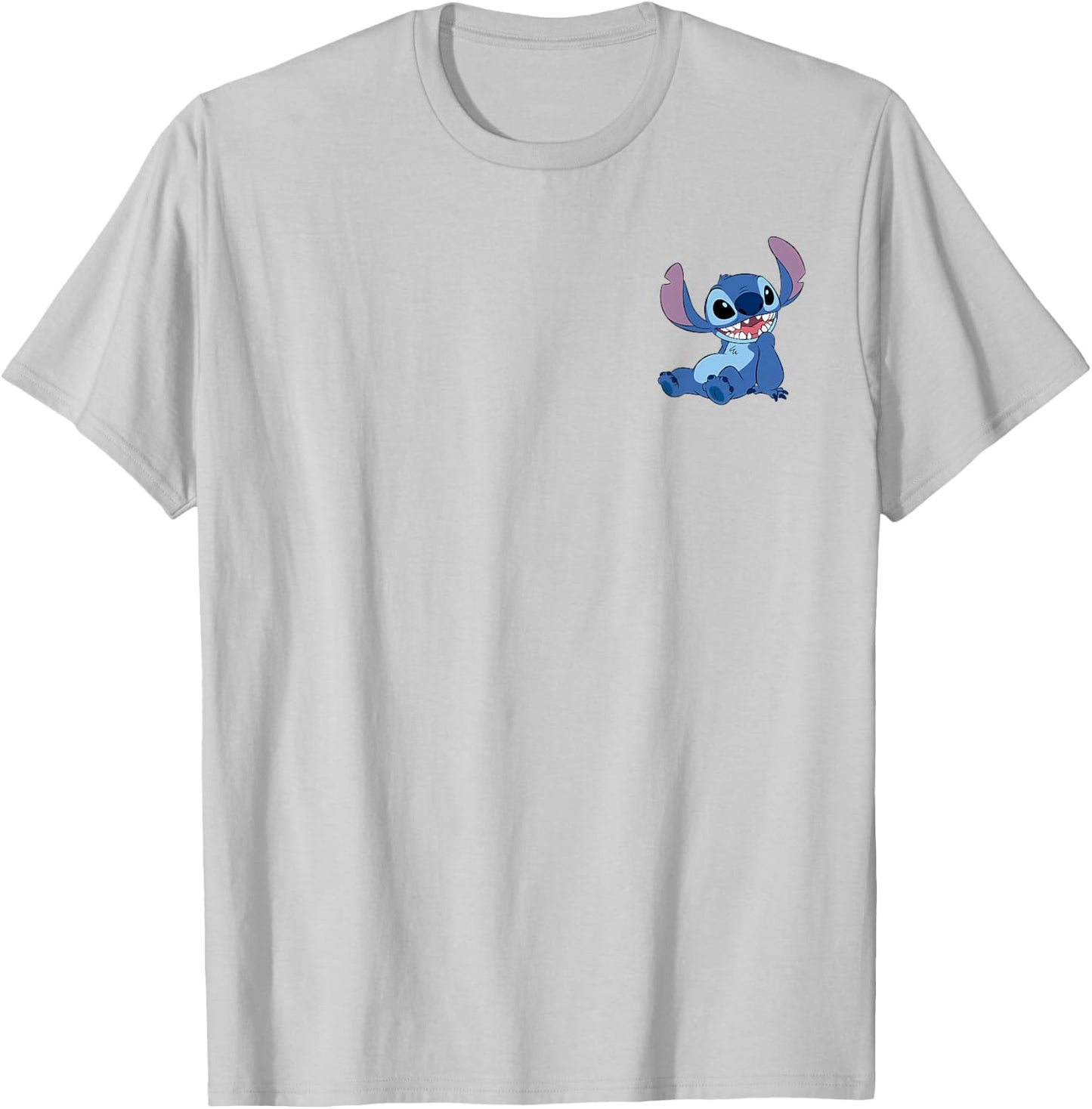 Disney Lilo & Stitch Happy Stitch Pocket Logo T-Shirt - T-Shirt | Ash