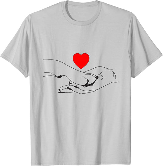 Paw Human Hand Dog Owner Dog Lover Dog T-Shirt - T-Shirt | Ash