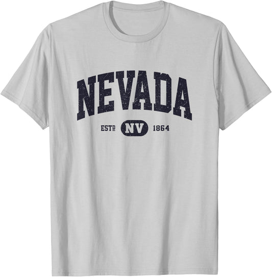 Navy Retro Vintage Nevada T-Shirt - T-Shirt | Ash