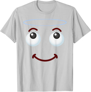 Group Costume Halloween Team Outfit Holy Halo Angel Emoticon T-Shirt - T-Shirt | Ash