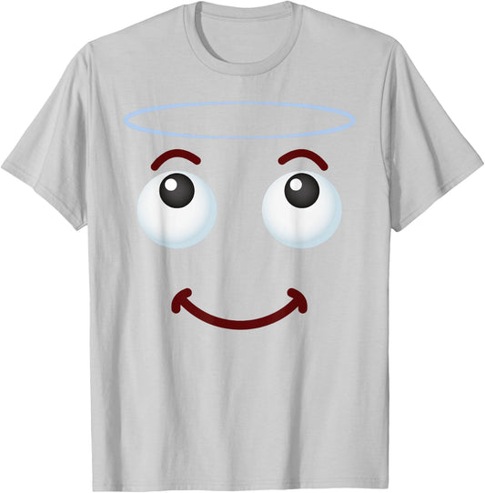 Group Costume Halloween Team Outfit Holy Halo Angel Emoticon T-Shirt - T-Shirt | Ash