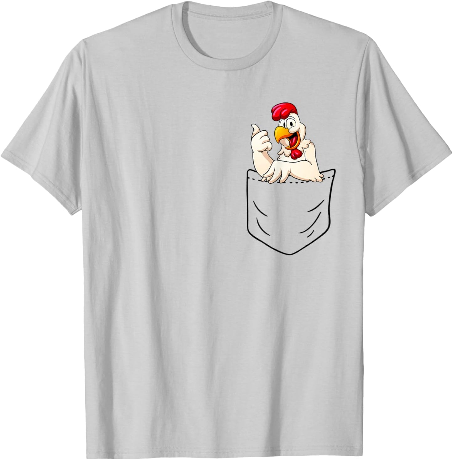 Vintage Rooster Cock In Pocket T-Shirt - T-Shirt | Ash