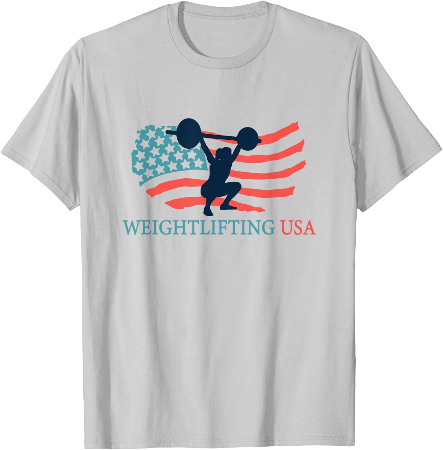Weightlifter Gym Weightlifting USA Team Coach American Flag T-Shirt - T-Shirt | Ash