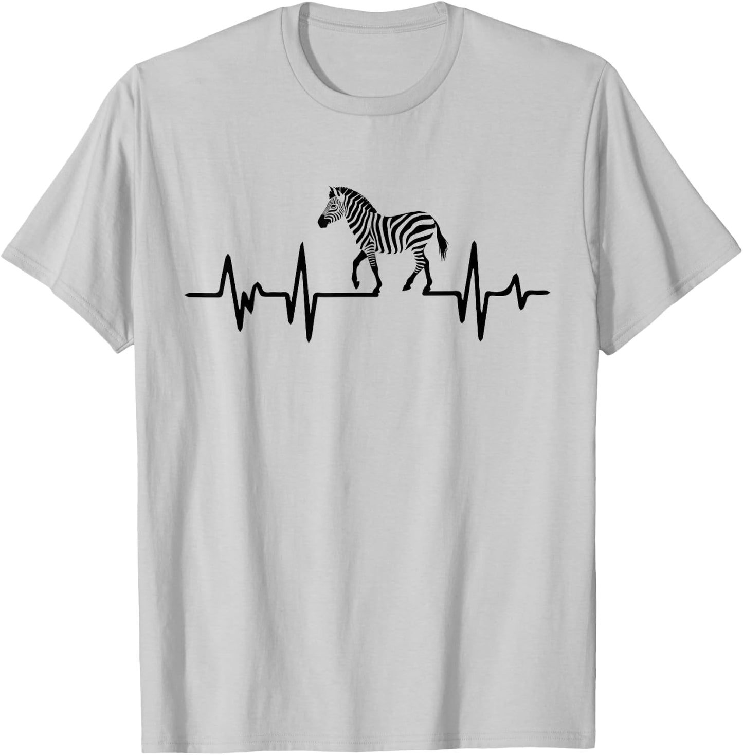 Zebra Heartbeat Graphic T-Shirt - T-Shirt | Ash