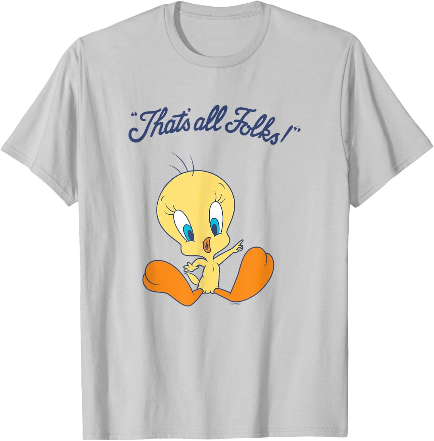 Looney Tunes "That’s All Folks!" Cute Tweety Bird Logo T-Shirt - T-Shirt | Ash
