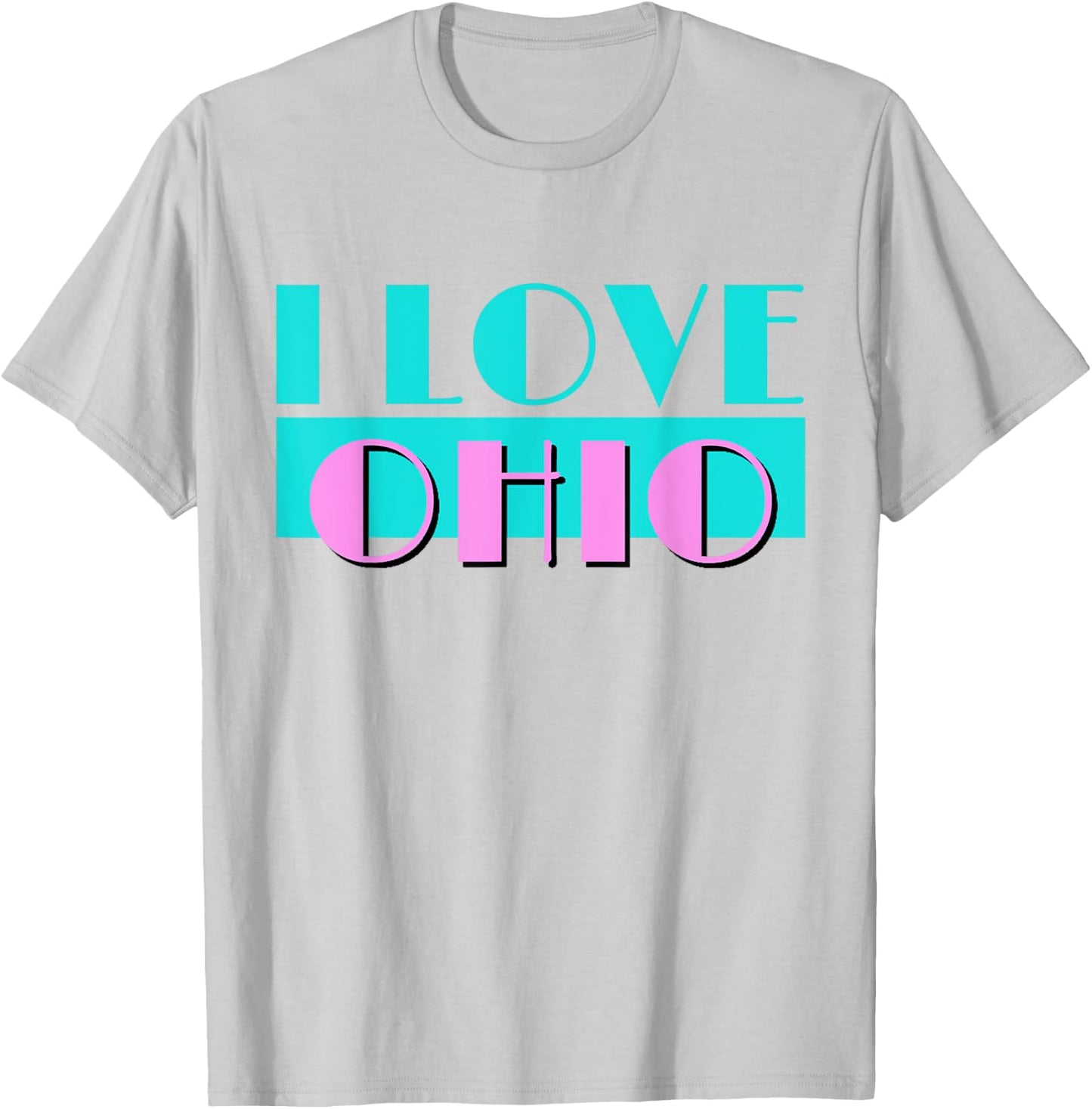 Retro I LOVE OHIO Neon Logo Classic Ohio OH State Pride Gift T-Shirt - T-Shirt | Ash