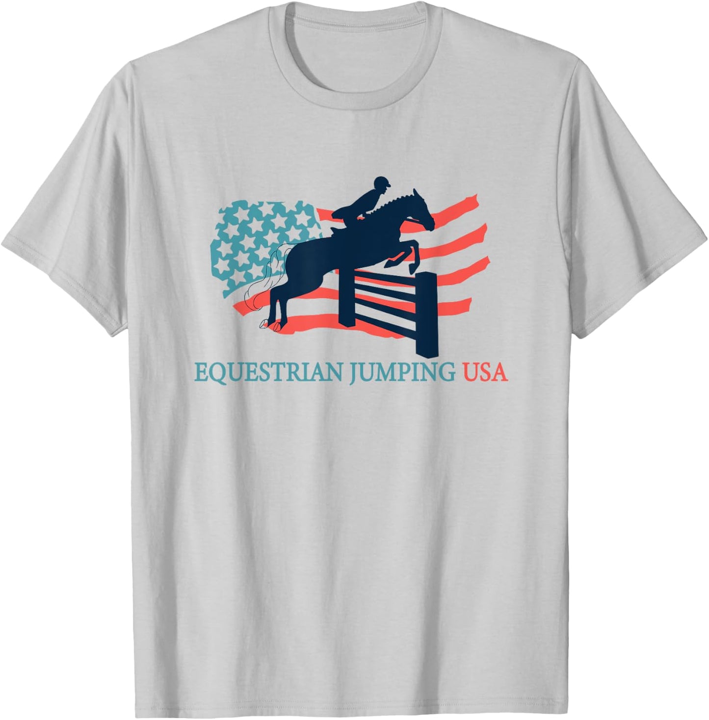 Horse Rider Equestrian Jumping USA Team Coach American Flag Women Kids Men T-Shirt - T-Shirt | Ash