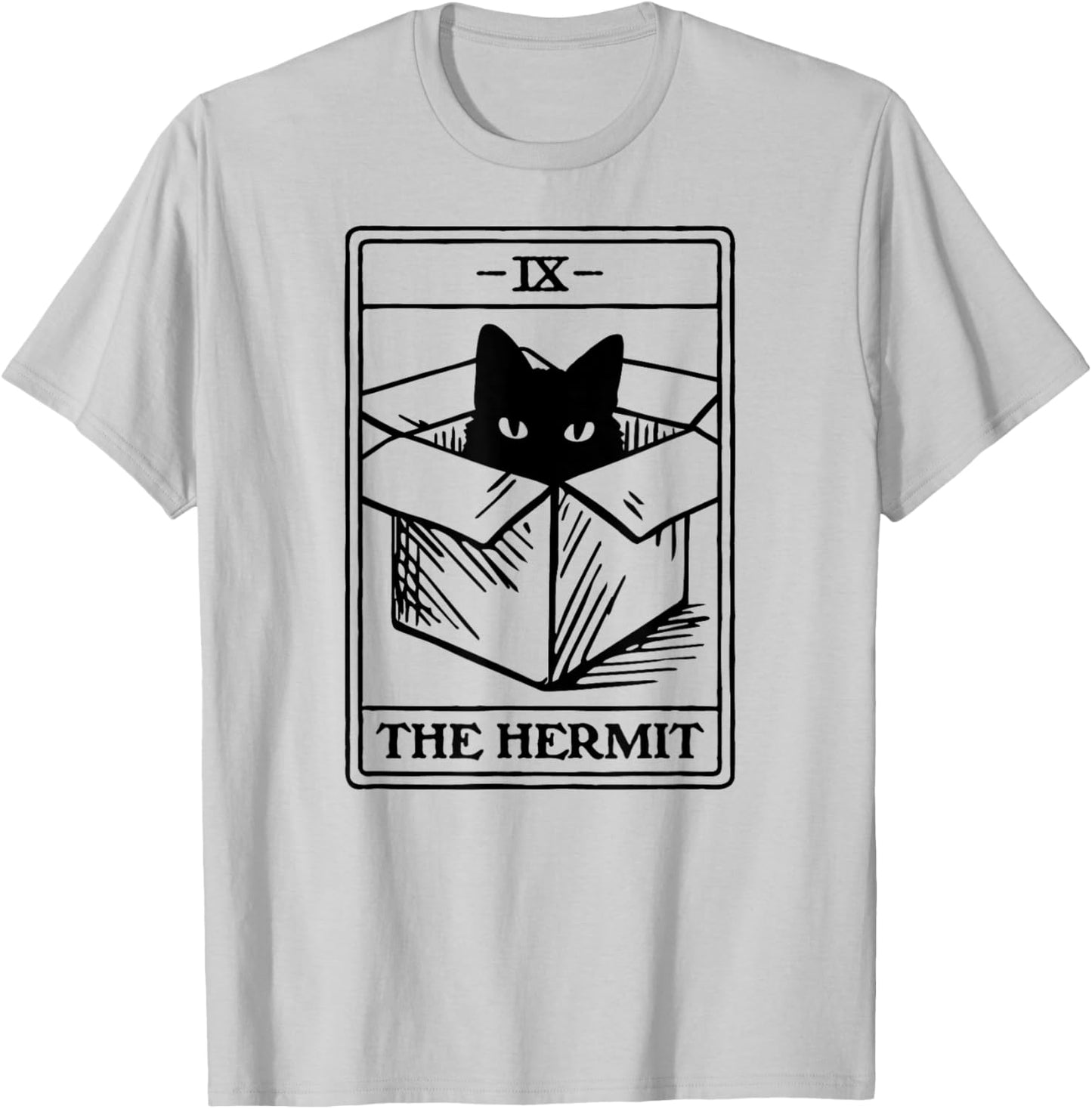 Hermit Cat Tarot Card T-Shirt - T-Shirt | Ash