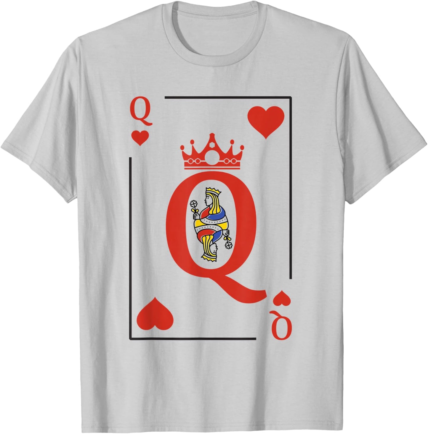 Queen Of Heart Playing Card Poker Halloween Costume Matching T-Shirt - T-Shirt | Ash