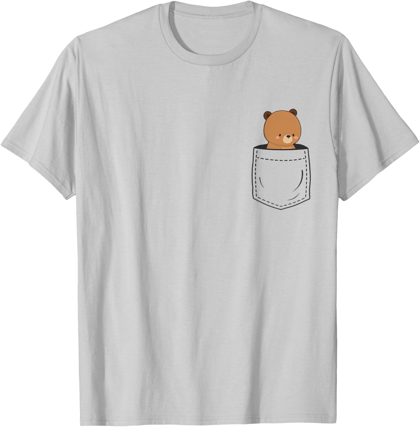 Bear in Pocket Teddy T-Shirt - T-Shirt | Ash