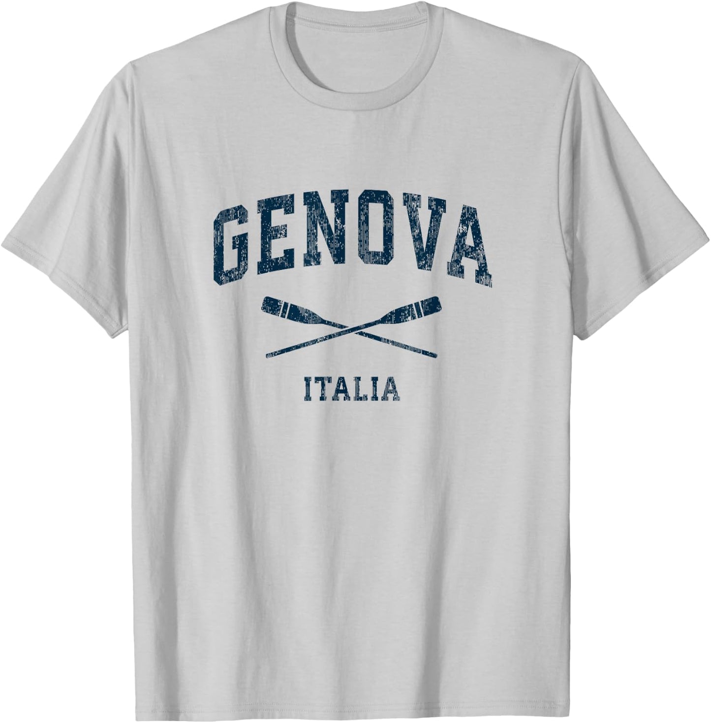 Genoa Italy Vintage Nautical Paddles Sports Oars T-Shirt - T-Shirt | Ash