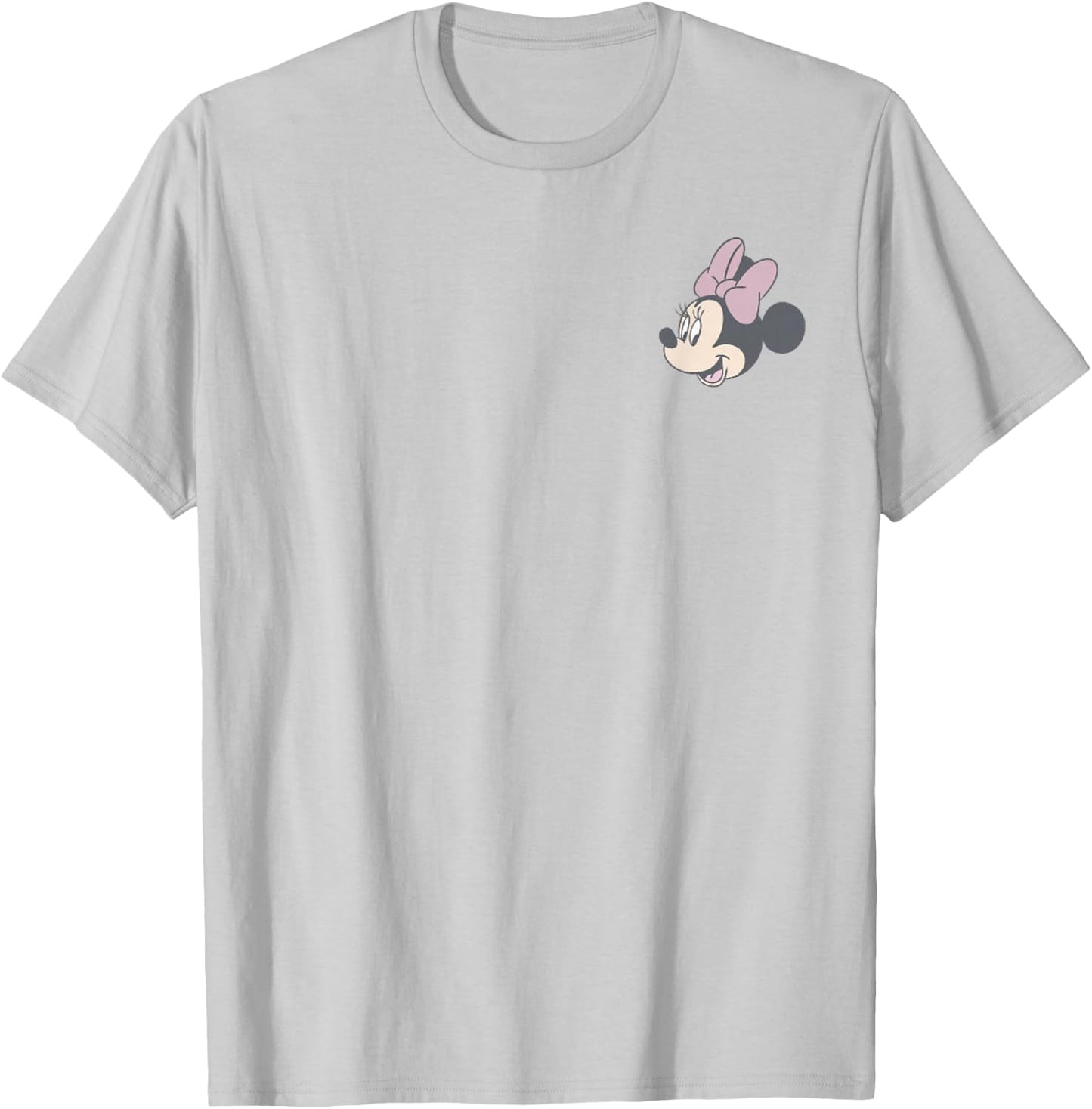 Disney Minnie Mouse Tiny Face Cute Pocket Logo T-Shirt - T-Shirt | Ash