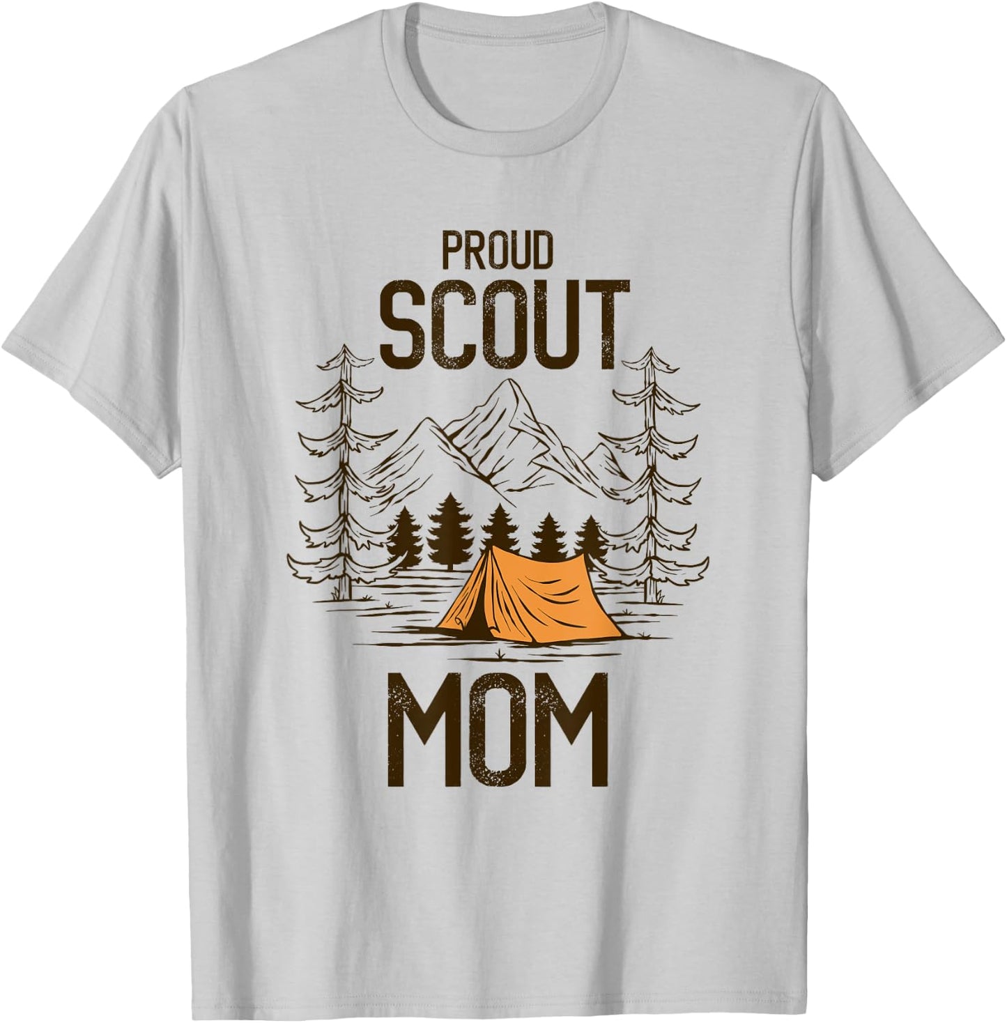 Proud Scout Mom Camping Scout Leader Adventure Travel T-Shirt - T-Shirt | Ash