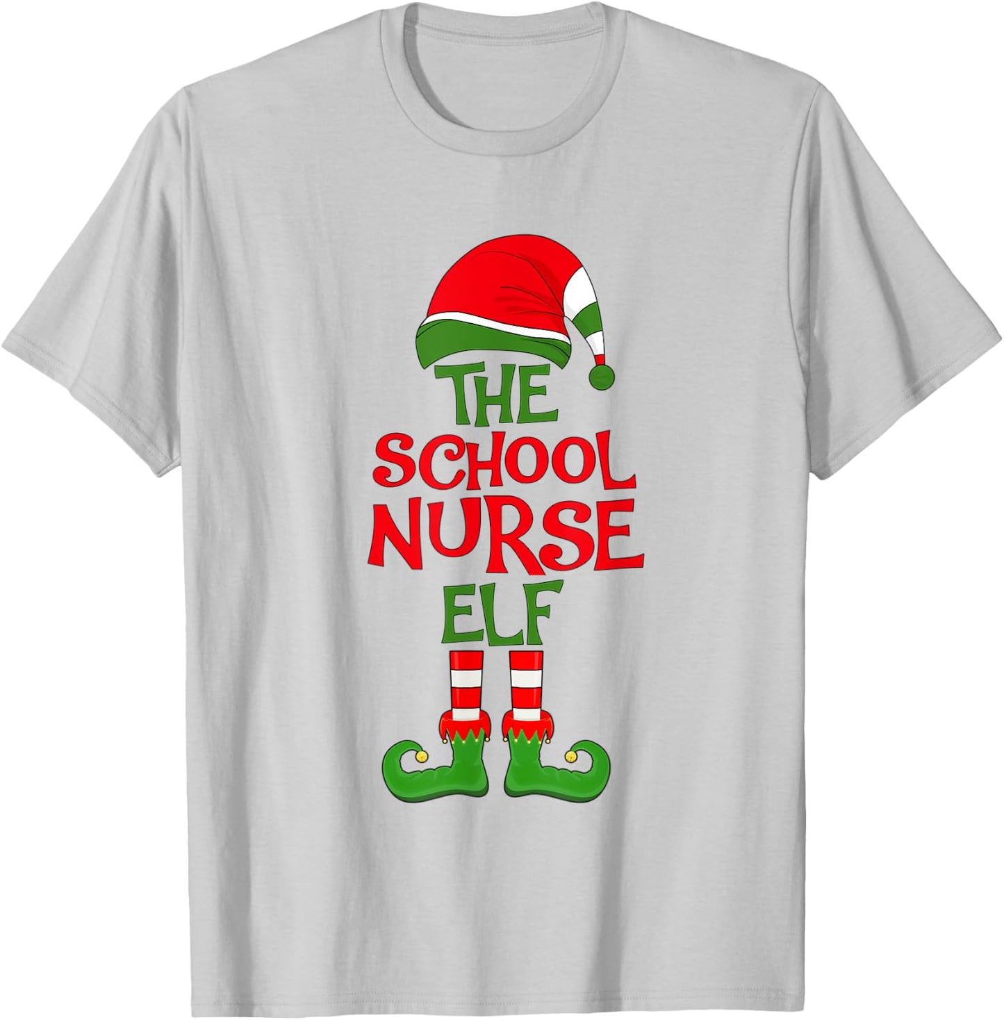The School Nurse Elf Christmas Group Matching Holiday Party T-Shirt - T-Shirt | Ash