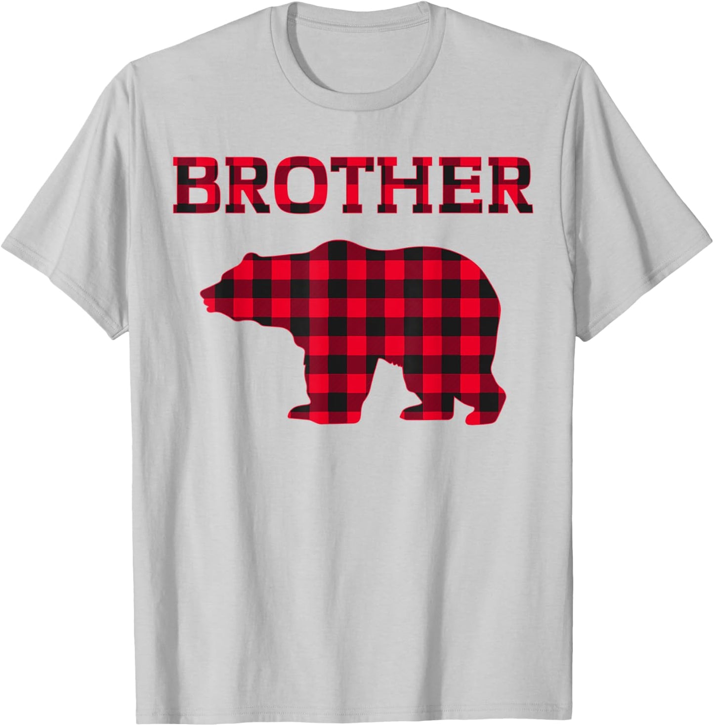 Red Plaid Brother Bear Christmas Buffalo Check Lover Pajama T-Shirt - T-Shirt | Ash