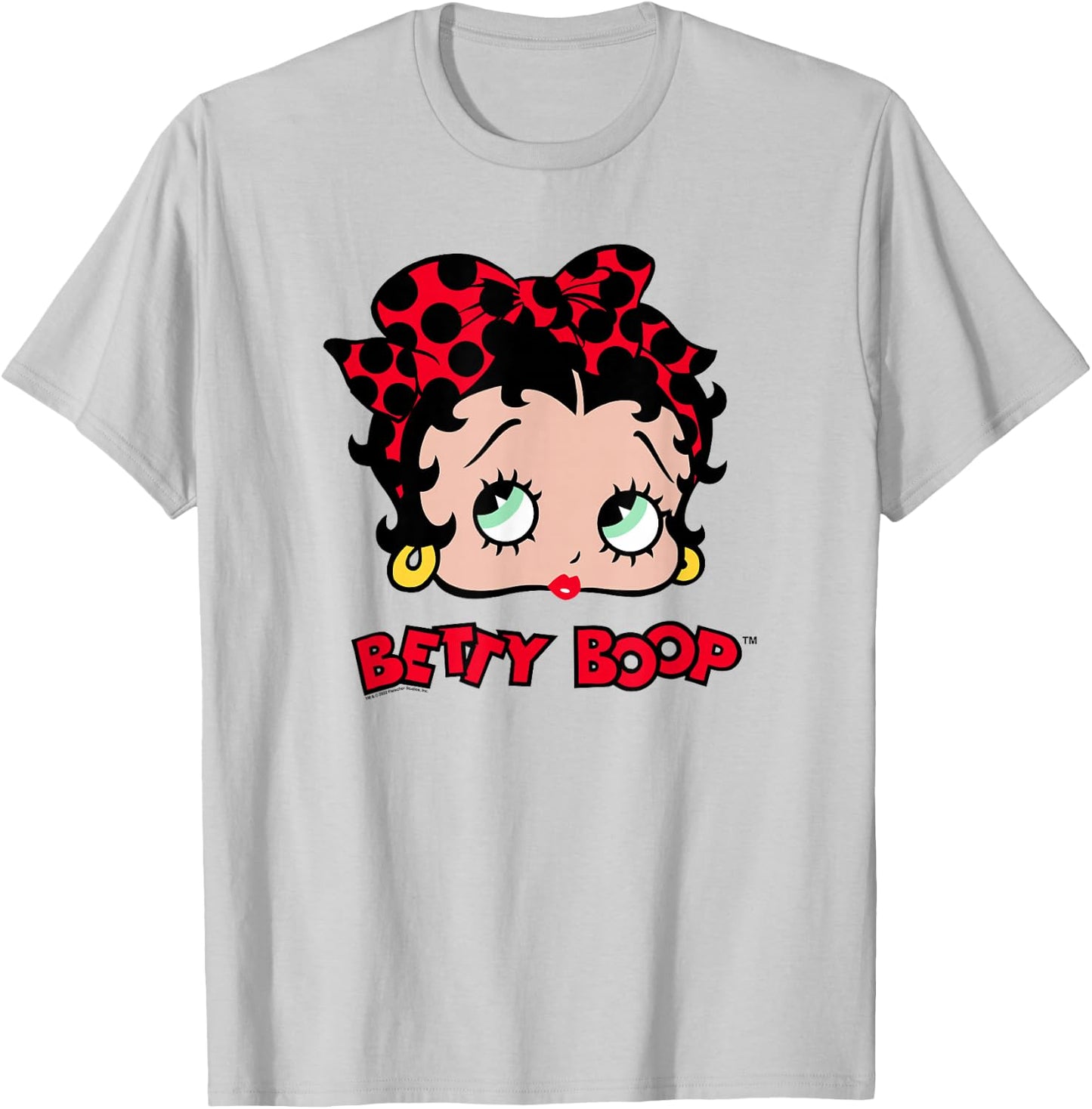 Betty Boop Vintage Classic Dotted Bow Pin Up Portrait T-Shirt - T-Shirt | Ash