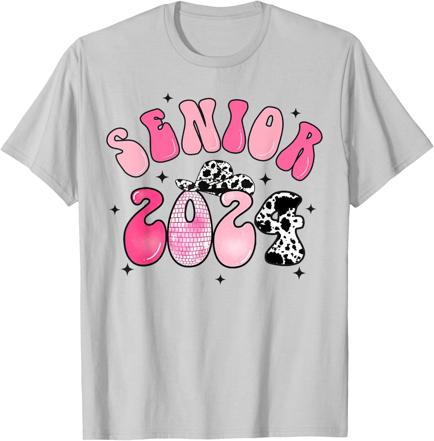Class Of 2024 Senior Shirt Cowgirl Graduation Disco Groovy T-Shirt - T-Shirt | Ash