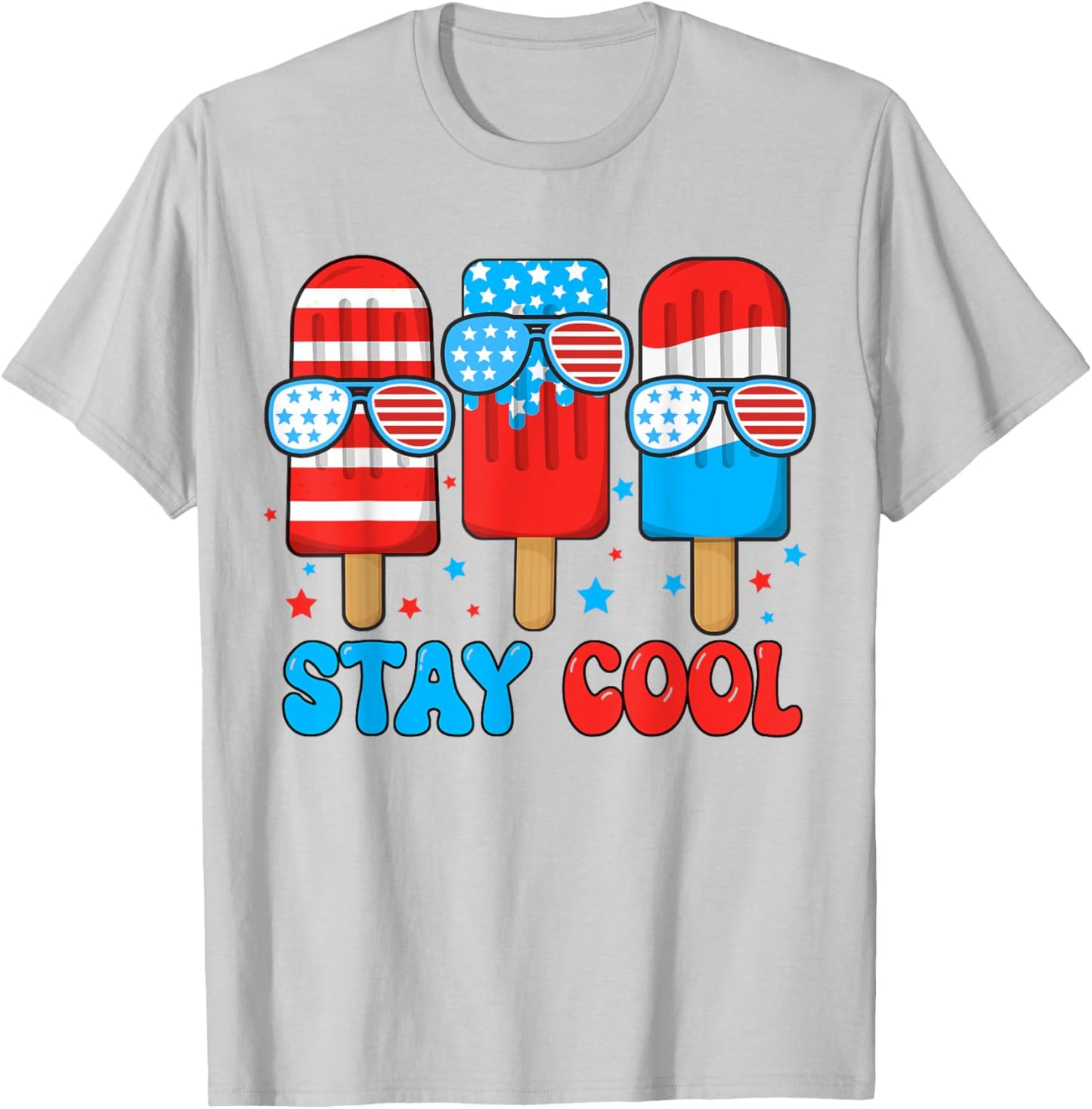 Boy Stay Cool Popsicle 4th July USA Flag Toddler Patriotic T-Shirt - T-Shirt | Ash