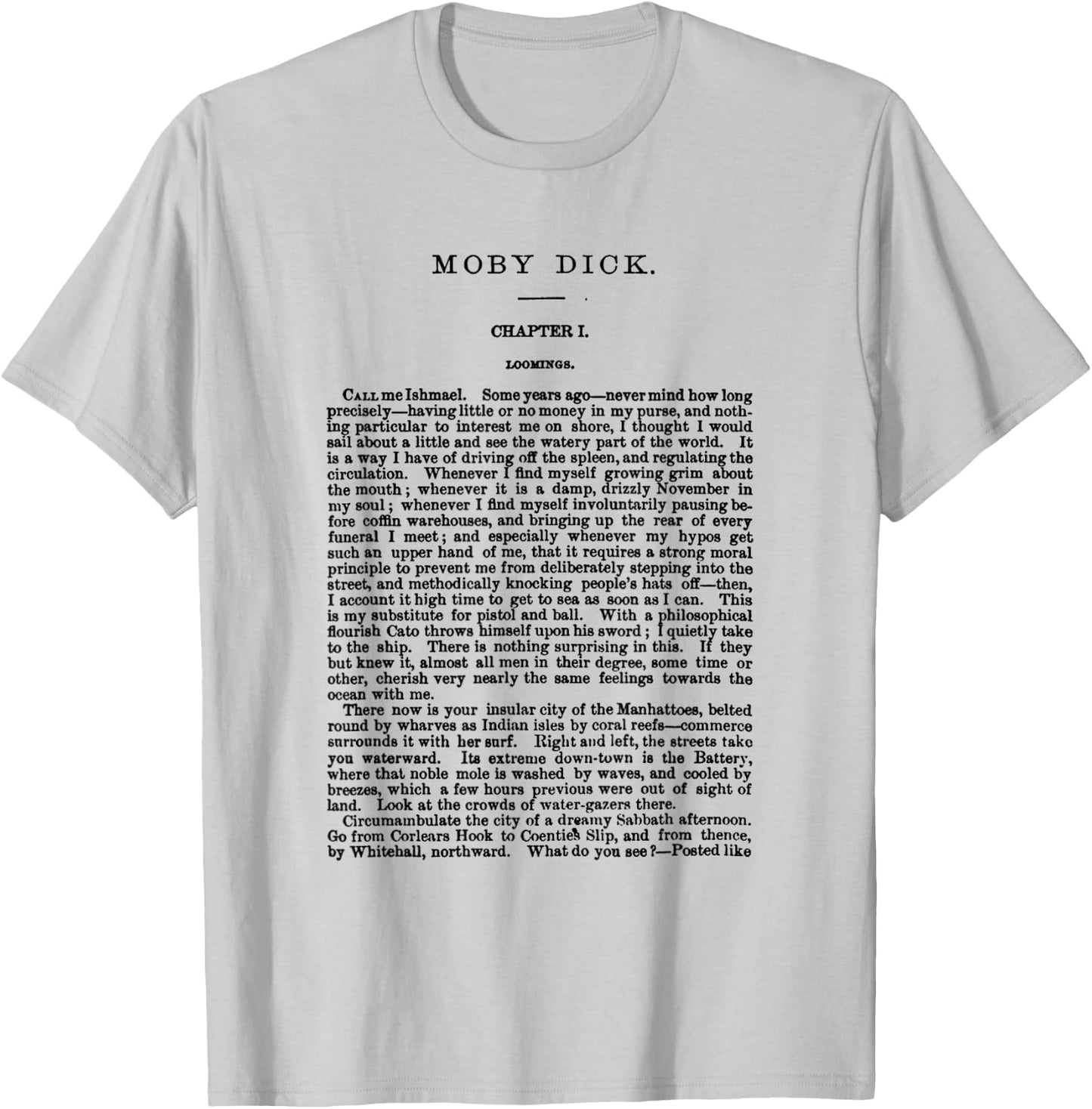 Moby Dick Herman Melville First Page T-Shirt - T-Shirt | Ash