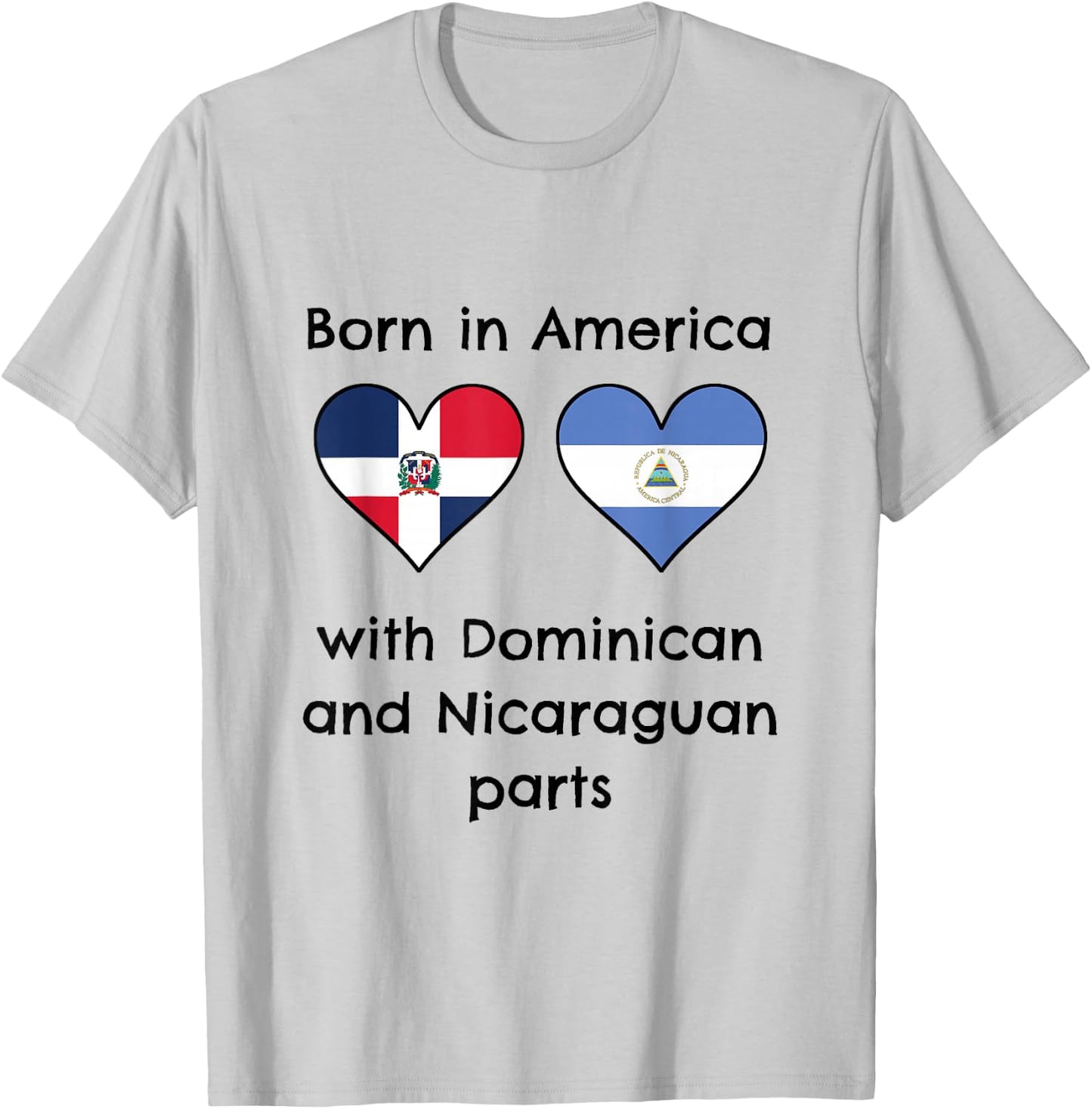 Born In America With Dominican and Nicaraguan Parts Flags T-Shirt - T-Shirt | Ash