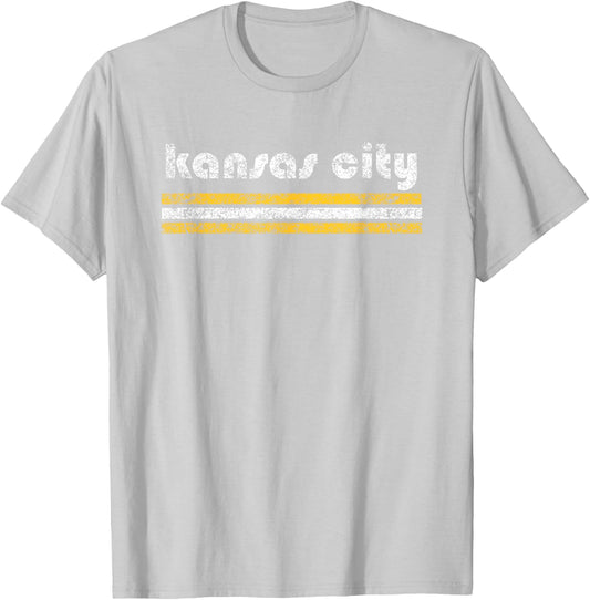 Kansas City Missouri Retro Vintage Weathered Throwback T-Shirt - T-Shirt | Ash