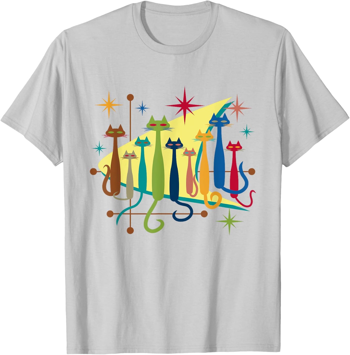 Cats Vintage Retro Mid-Century Modern Look 50s 60s Style T-Shirt - T-Shirt | Ash