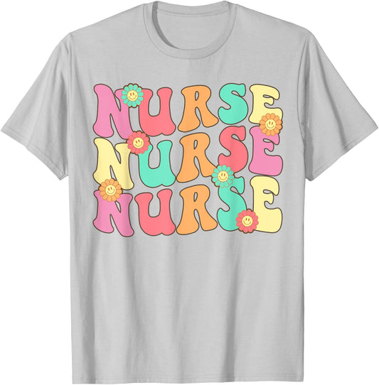Nurse Women Groovy Future Nurse Appreciation ER Nursing T-Shirt - T-Shirt | Ash