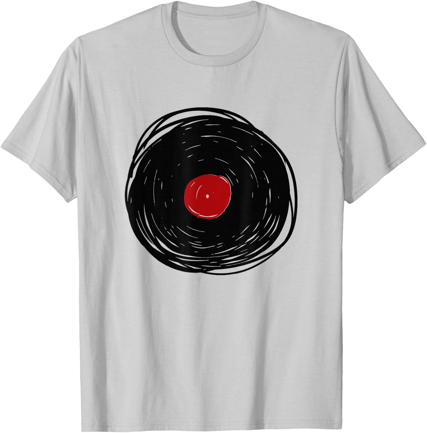 Vinyl Record Drawing - LP Collector T-Shirt - T-Shirt | Ash