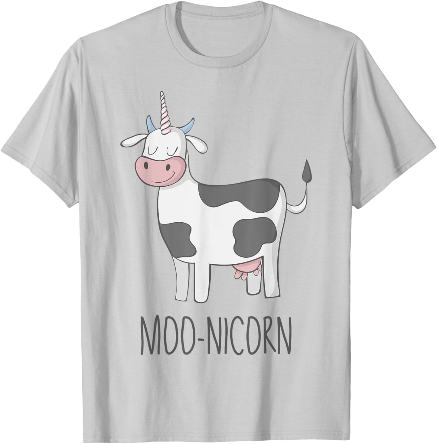 Moonicorn Funny Cow Unicorn T Shirt for Kids and Adults T-Shirt - T-Shirt | Ash
