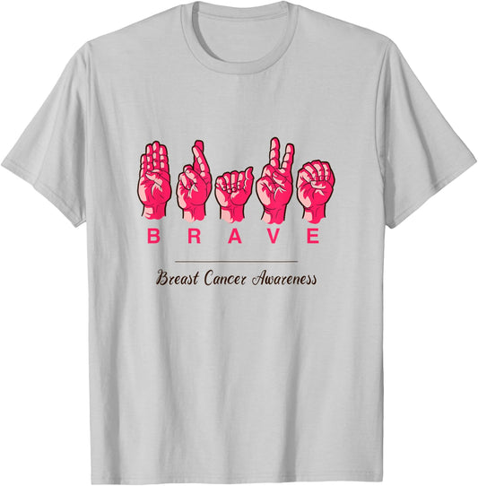 Breast Cancer Awareness Shirt - Brave Breast Cancer Survivor T-Shirt - T-Shirt | Ash