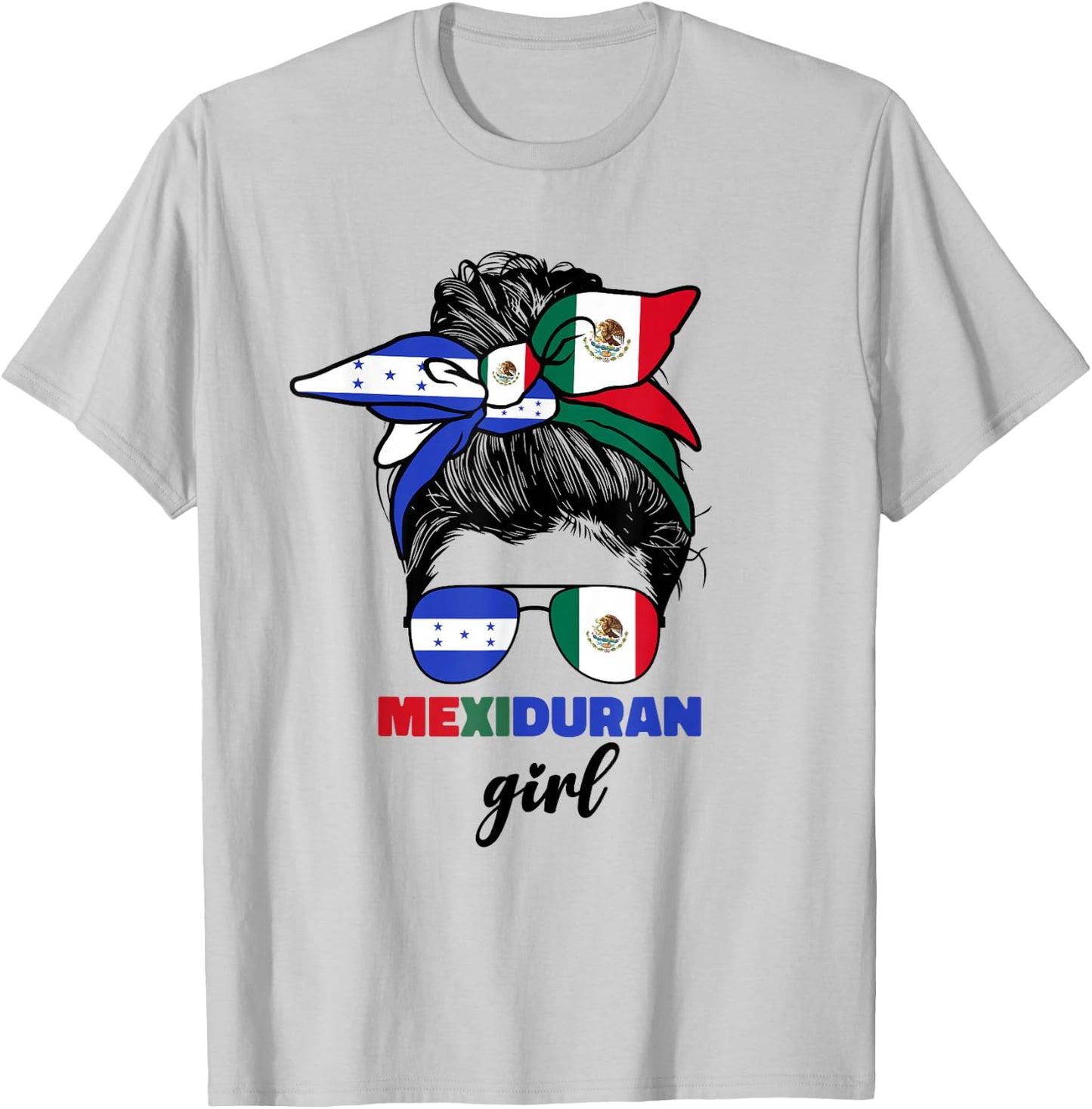 Half Mexican And Honduran Mexico Honduras Flag Girl T-Shirt - T-Shirt | Ash
