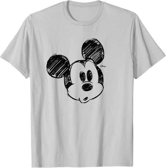 Mickey - Sketch Head Mickey T-Shirt - T-Shirt | Ash