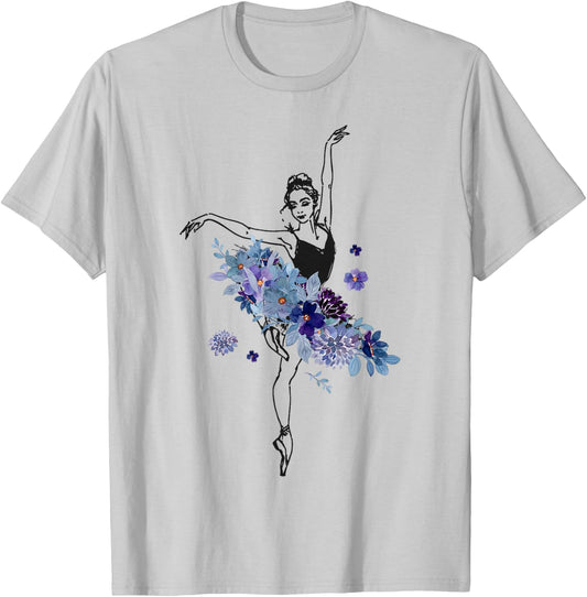 Ballet Dancer Dance Girl Ballerina Flower Floral T-Shirt - T-Shirt | Ash