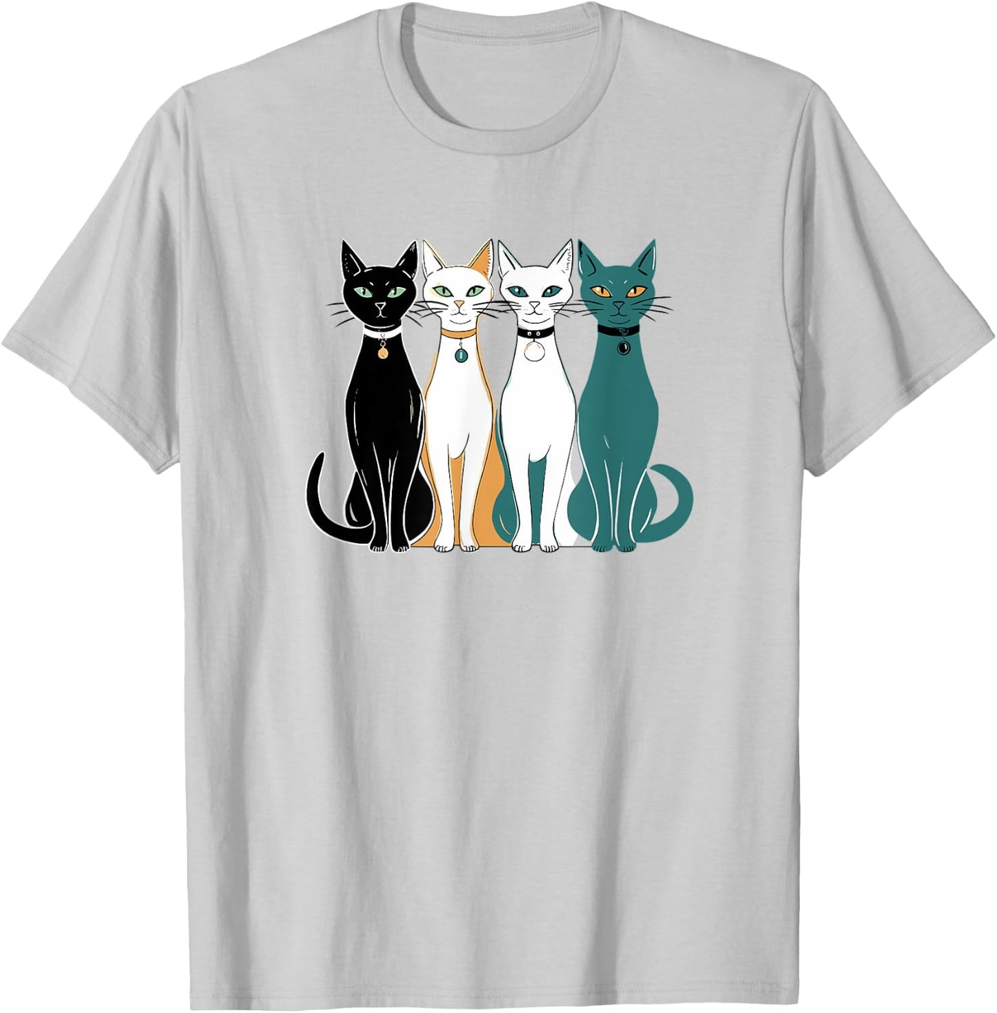 Retro Cats Midcentury Mid Century Age 60s 70s Space T-Shirt - T-Shirt | Ash