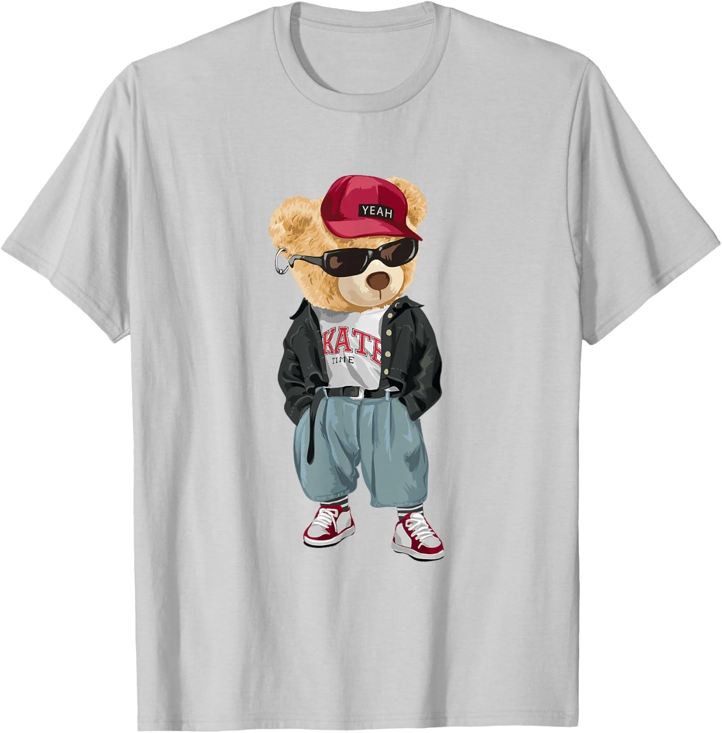 Punk Rocker Rapper Popster Punker Teddy Bear Rap Hip Hop T-Shirt - T-Shirt | Ash